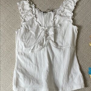 Brandy Melville White Ruffled Blouse